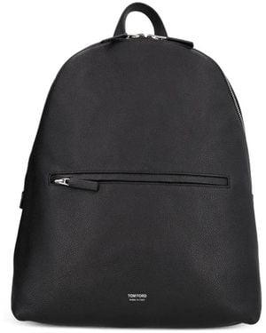 Tom Ford Sac À Dos En Cuir À Fini Grainé - Black