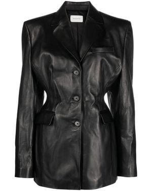 Magda Butrym Single-Breasted Leather Jacket - Black