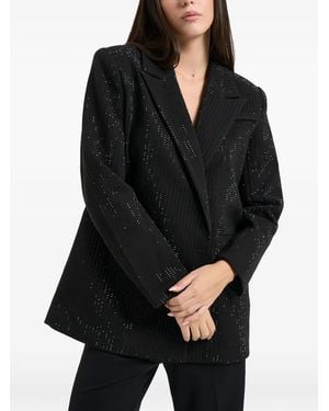 Twentyfourhaitch Uliane Rhinestone-Embellished Notch-Lapel Blazer - Black