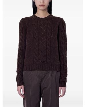 Max Mara Cable-Knit Crew Neck Sweater - Blue