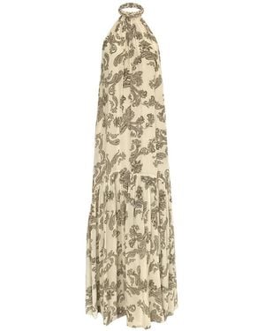 Hemant & Nandita Paisley-Print Halterneck Maxi Dress - Metallic