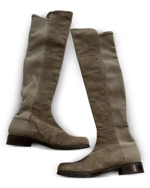 Stuart Weitzman Timber Suede Boots - Natural