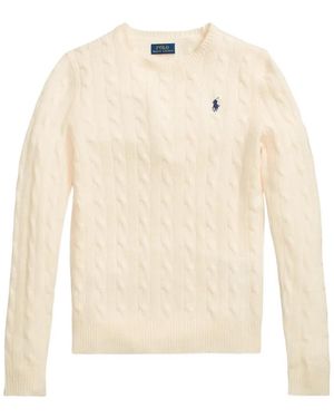 Polo Ralph Lauren Cable-Knit Logo-Embroidered Sweater - White