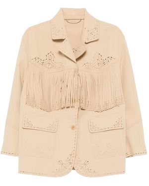 Ermanno Scervino Abrigo Con Detalle De Flecos - Neutro