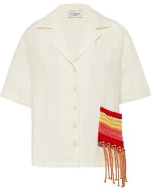 Laneus Fringed-Pocket Skirt - White