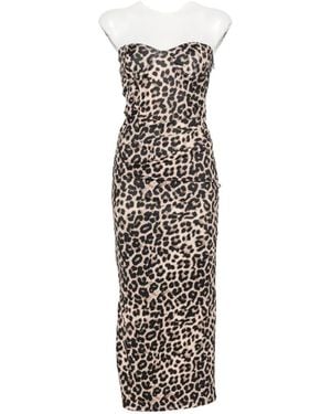 Twentyfourhaitch Leopard-Print Strapless Midi Dress - White