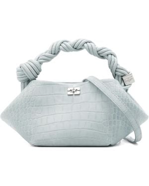 Ganni Croco Twisted Bou Mini Satchel - White