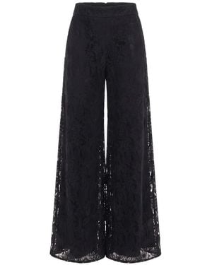 Gemy Maalouf Lace-Overlay Palazzo Trousers - Blue