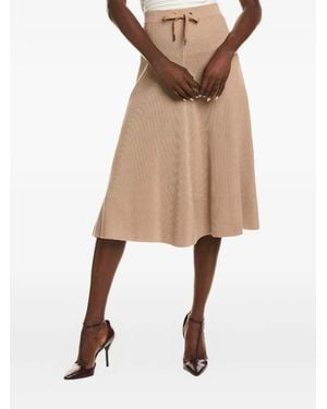 Brunello Cucinelli Geribbelde Midi-Rok Met Trekkoord - Naturel