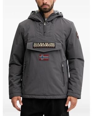 Napapijri フーデッド パッチジャケット - グレー