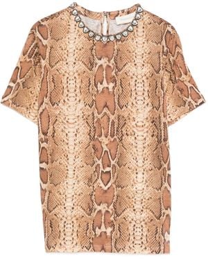Zimmermann Embellished Snake-Print T-Shirt - Natural