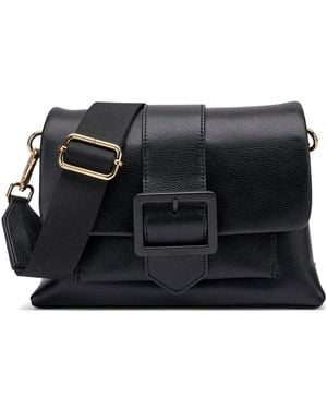 Frau Buckle-Detail Pebbled Tote Bag - Black
