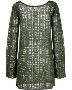 Gcds Short Dress With Monogram - Green