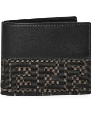 Fendi Ff Logo Leather Wallet - Black