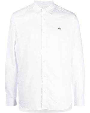 Lacoste Logo-Embroidered Poplin Cotton Shirt - White