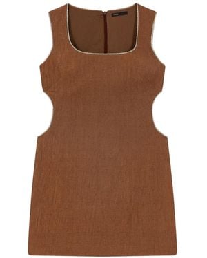 Maje Crystal-Embellished Cut-Out Mini Dress - Brown