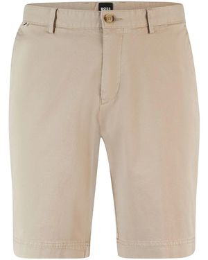 BOSS Cotton-Blend Gabardine Shorts - Natural