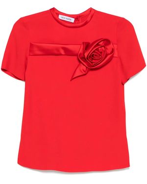 Dice Kayek T-Shirt À Rose Brodée - Rouge