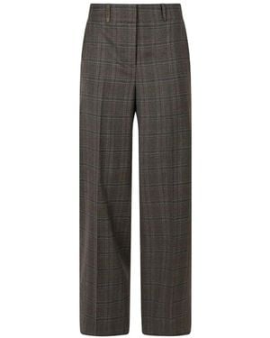 Peserico Check-Pattern Wide-Leg Trousers - Grey