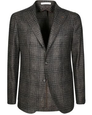 Tagliatore Plaid Single-Breasted Wool Blazer - Black