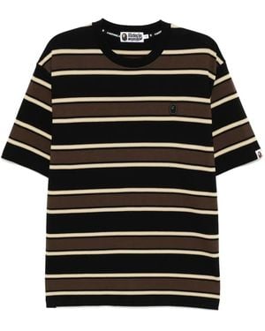 A Bathing Ape Logo-Embroidered T-Shirt - Black
