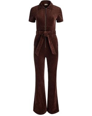 Alice + Olivia Gorgeous Zip-Front Corduroy Jumpsuit - Red