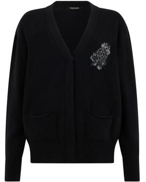 Roberto Cavalli Floral-Applique Cardigan - Black