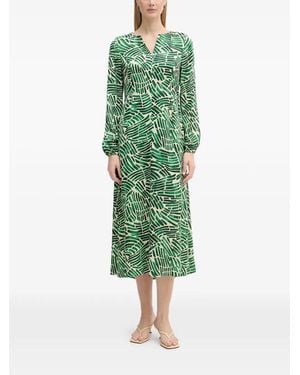 MARC AUREL Abstract-Print Long-Sleeve Midi Dress - Green