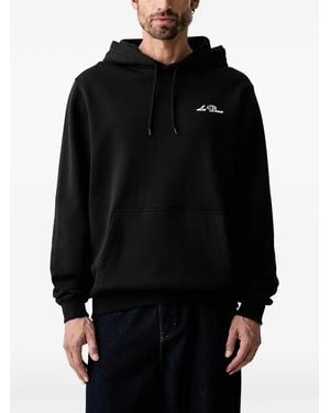 Les Deux Logo-Embroidered Drawstring Hoodie - Black