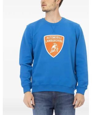 Automobili Lamborghini Maglione Girocollo Con Stampa - Blu
