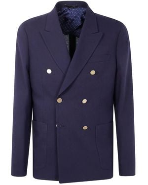 Paul Smith ピークドラペル ダブルジャケット - ブルー
