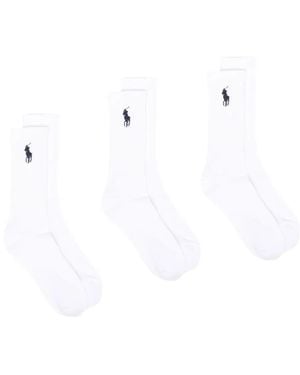Polo Ralph Lauren Polo Pony Ribbed-Knit Socks - White