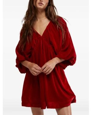 Free People Portia Velvet Mini Dress - Red