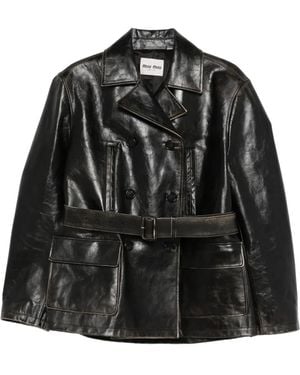 Miu Miu Leather Jacket - Black