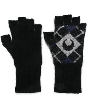 Marine Serre Moon Argyle Knit Gloves - Black
