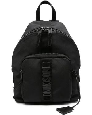 Moschino Mochila con placa del logo - Negro
