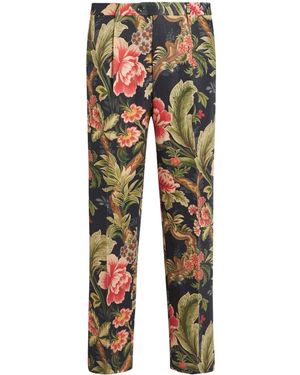 メンズ Etro フローラル シルクパンツ ブルー | Lyst