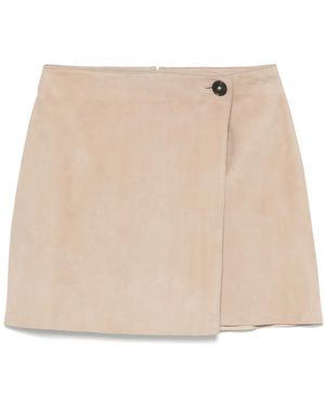 Yves Salomon Suede Mini Skirt - Natural