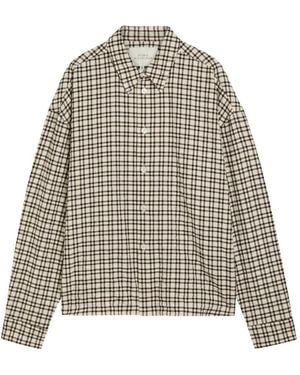 Studio Nicholson Checked-Pattern Button-Fastening Shirt - White