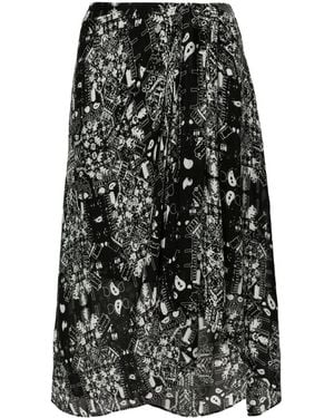 IRO Abadie Graphic-Print Midi Skirt - Black