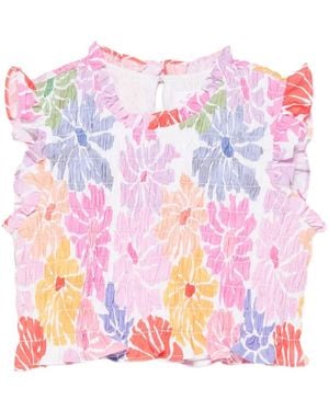 Sundress Top Malone Fruncido Con Estampado Floral - Rosa