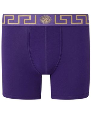 Versace Greek-Key Waistband Boxers - Purple
