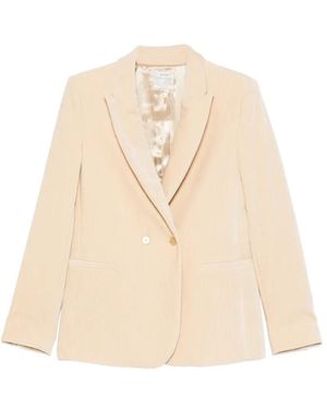 forte_forte Double-Breasted Velvet Blazer - Natural