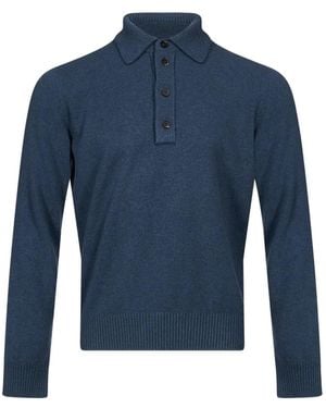 ZEGNA Long-Sleeve Polo Shirt - Blue