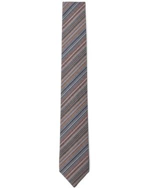 Missoni Diagonal-Stripe Silk Tie - White