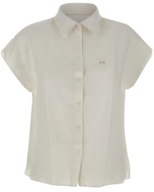 Sun 68 Short-Sleeve Linen Shirt - White