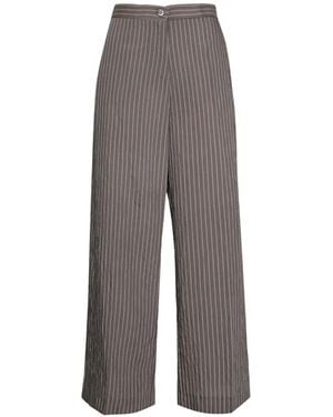 Elena Miro Pinstripe Crinkled-Texture Trousers - Grey