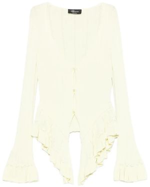 Blumarine Ruffled Pointelle-Knit Cardigan - White