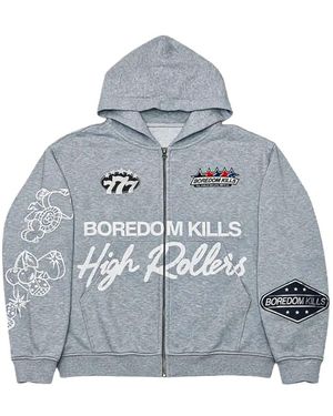 Boredom Kills High Rollers Logo-Print Hoodie - Blue
