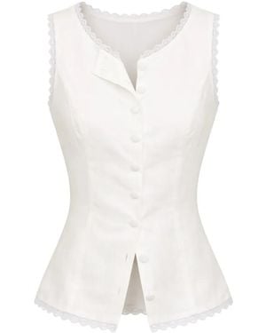 Reformation Chaleco Amela Con Detalle De Encaje - Blanco